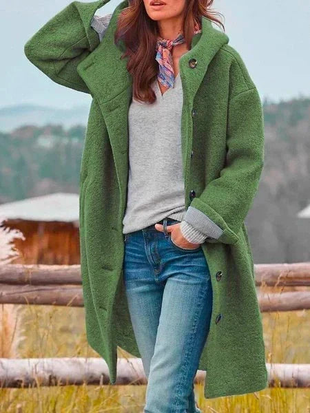 Avelnola | Women's Oversized Hooded Long Teddy Coat — Green