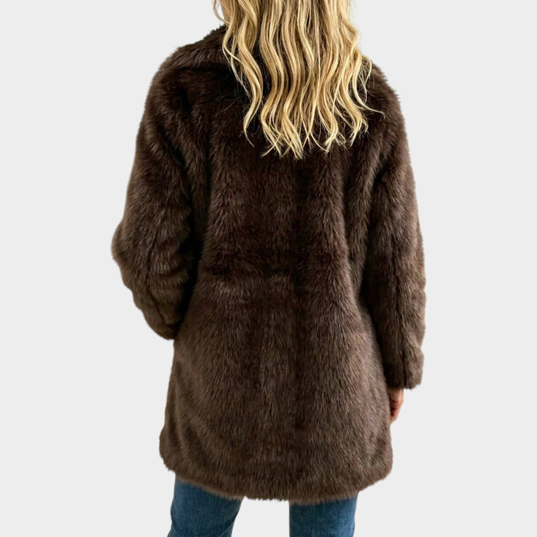 Averessa | Women's Faux Fur Coat Plush Notch Lapel — 2