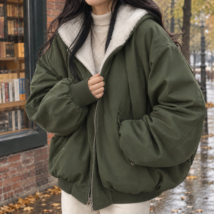 Belrosonne | Women's Oversized Bomber Jacket — Army Green