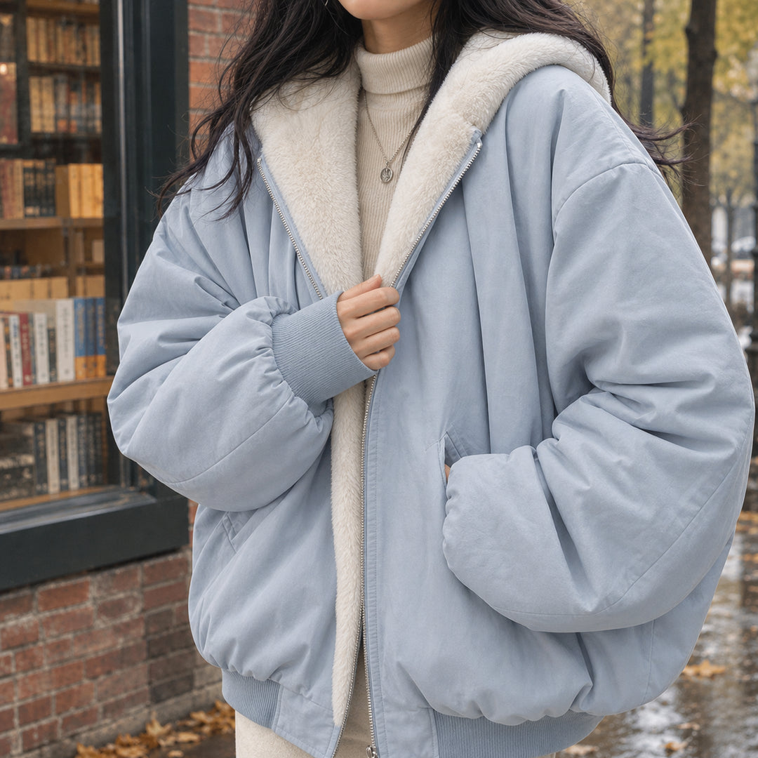 Belrosonne | Women's Oversized Bomber Jacket — Blue