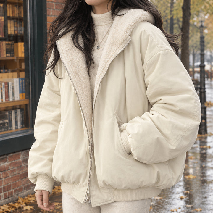 Belrosonne | Women's Oversized Bomber Jacket — Cream