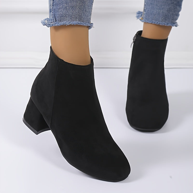 Bexleyvia | Women's Ankle Boots Block Heel Everyday Wear - Black / Brown