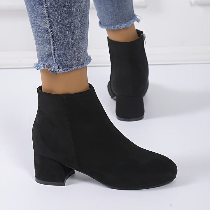 Bexleyvia | Women's Ankle Boots Block Heel Everyday Wear - Black / Brown