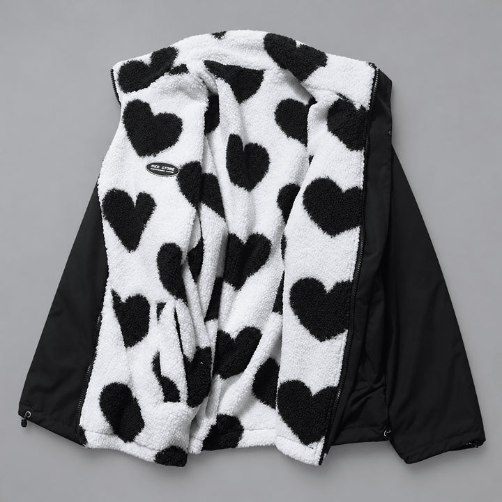 Brevaine | Women's Side Heart Jacket — Black