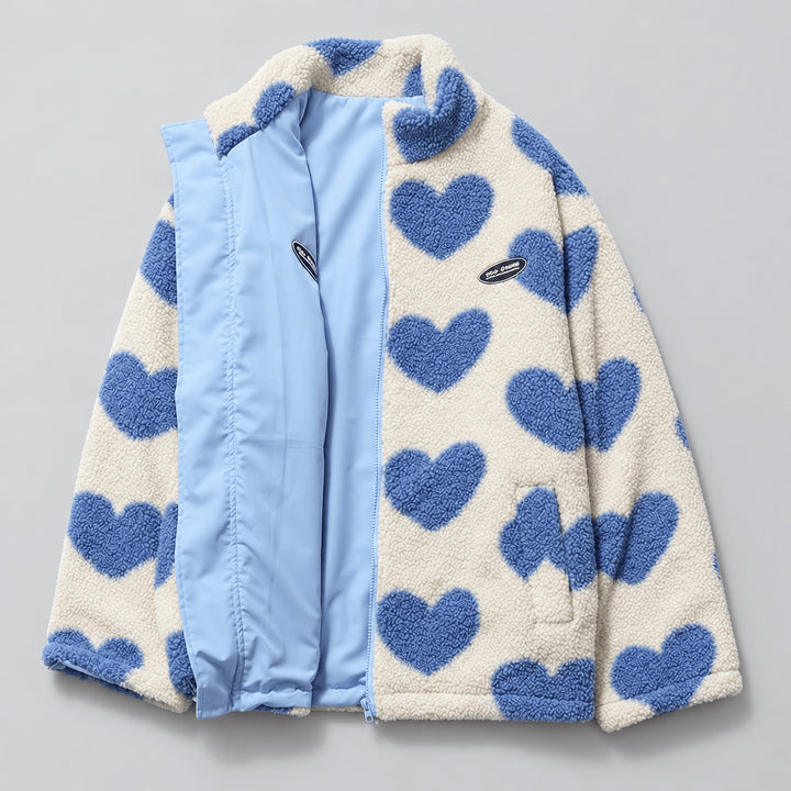 Brevaine | Women's Side Heart Jacket — Blue