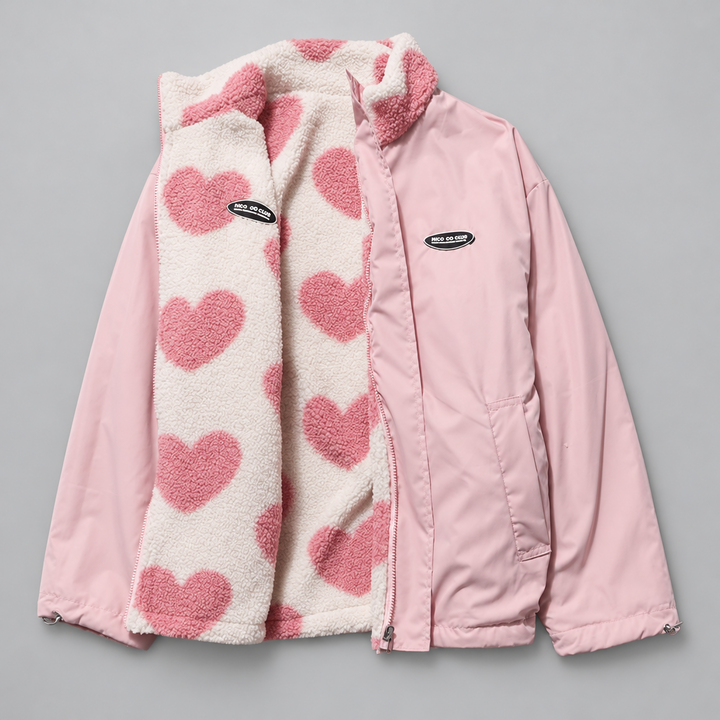 Brevaine | Women's Side Heart Jacket — Pink