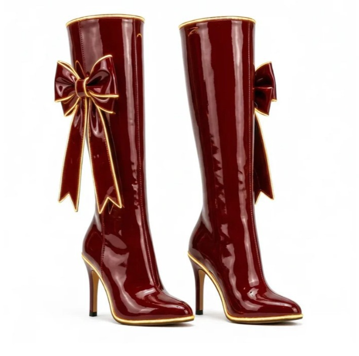 Brieisse | Women's Bow Knee-High Heeled Boots — 2