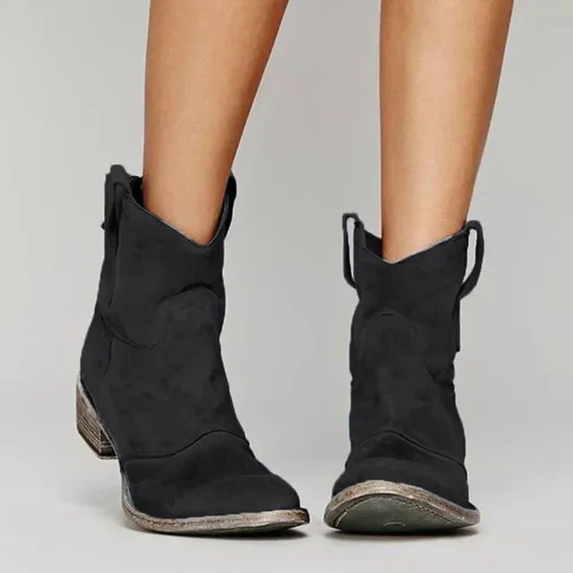 Brisia | Women's Zoe - Stylish Western Ankle Boots for Everyday Wear — Black