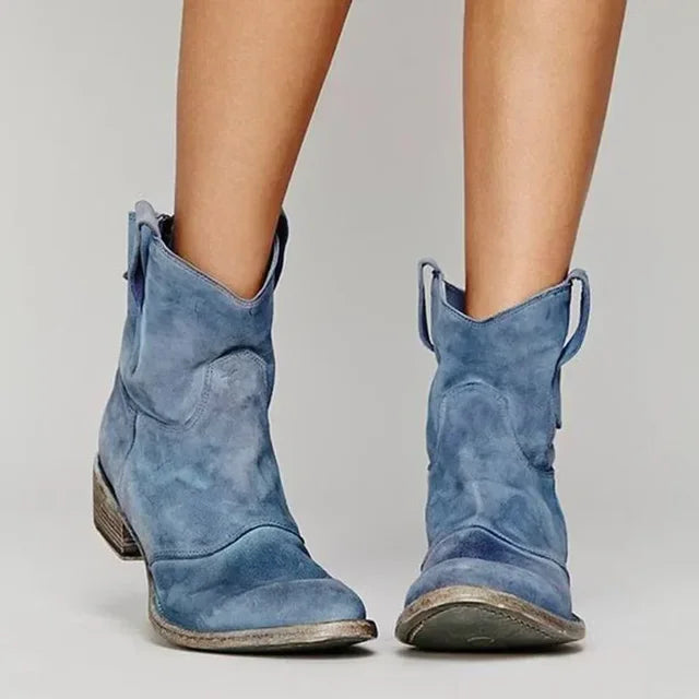 Brisia | Women's Zoe - Stylish Western Ankle Boots for Everyday Wear — Blue