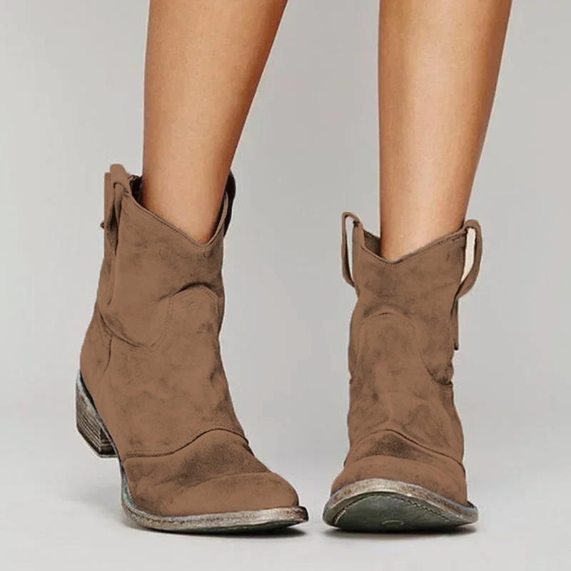 Brisia | Women's Zoe - Stylish Western Ankle Boots for Everyday Wear — Brown