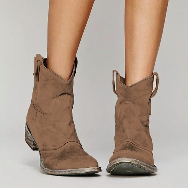 Brisia | Women's Zoe - Stylish Western Ankle Boots for Everyday Wear — Brown