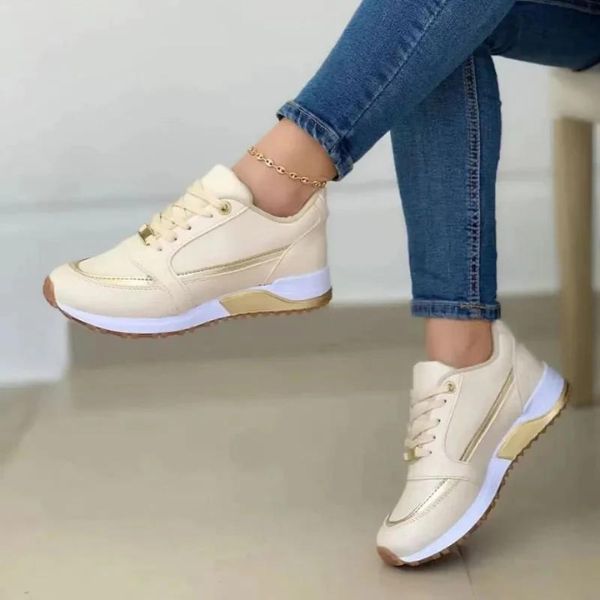Bronwyn | Women's Comfortable Casual Orthopedic Sneakers for Pain Relief, Breathable Design with Shock-Absorbing Sole and 5 cm Heel Height, — Gold