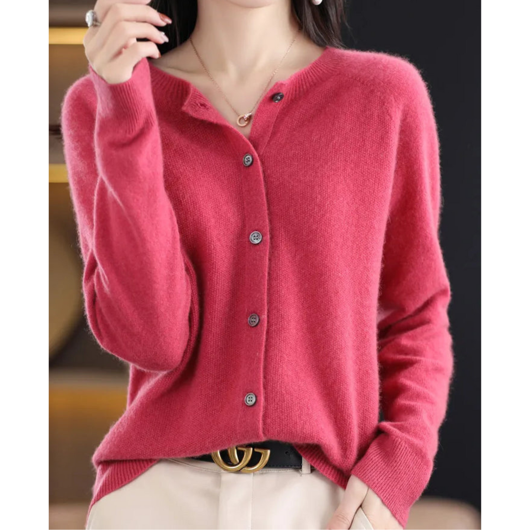 Caedessa | Women's Cozy Merino Wool && Cashmere cardigan for – elegant O-Neck Knit — 1