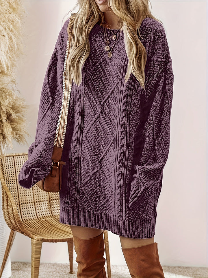 Caeletta | Women's Elegant Cable-Textured Sweater Dress — 2