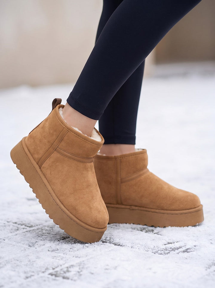Caelolde | Women's Cozy Lined Slip On Snow Boots — Camel