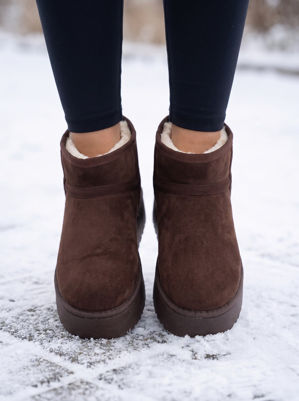 Caelolde | Women's Cozy Lined Slip On Snow Boots — Coffee