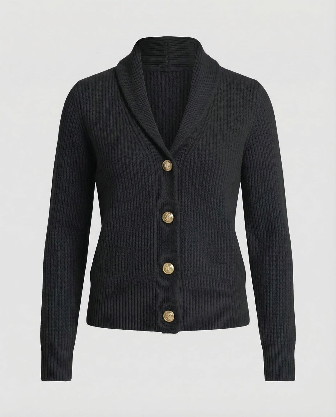 Caemora | Women's Cozy Shawl Collar Knit Cardigan — Black