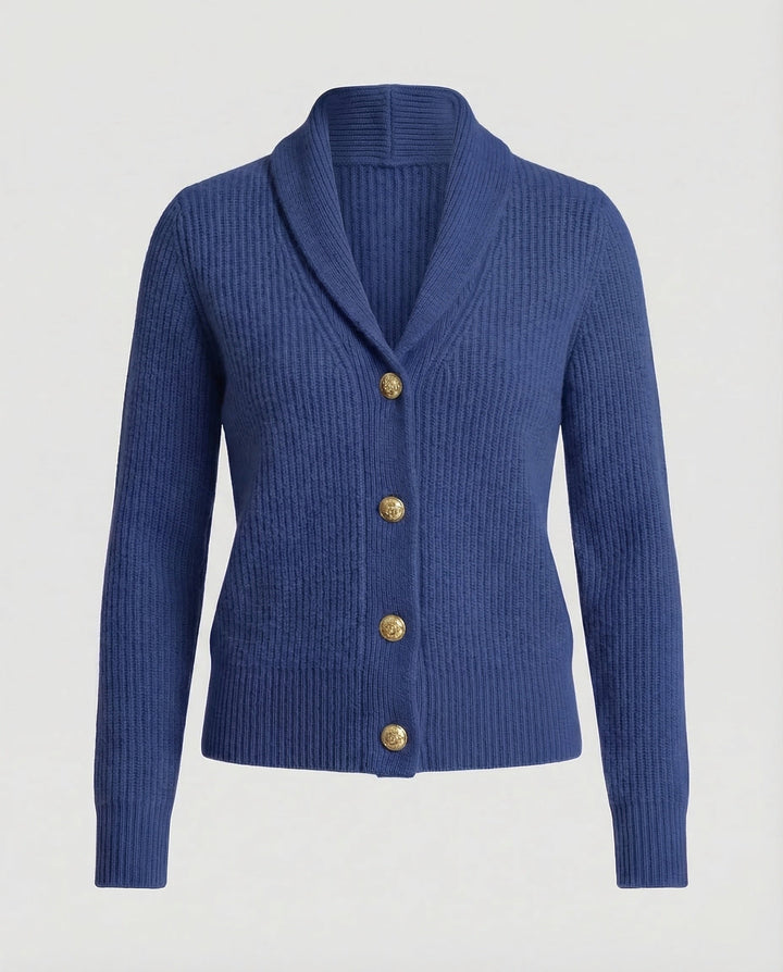 Caemora | Women's Cozy Shawl Collar Knit Cardigan — Dark blue