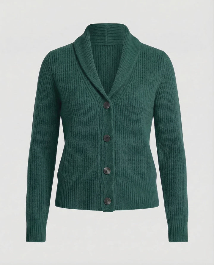 Caemora | Women's Cozy Shawl Collar Knit Cardigan — Dark green