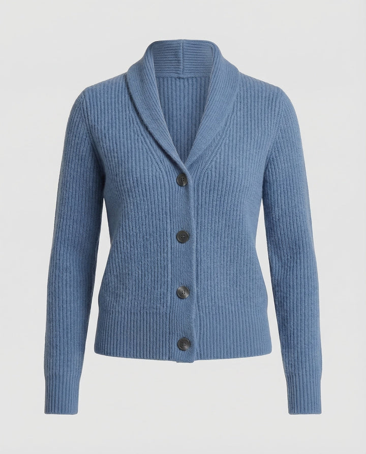 Caemora | Women's Cozy Shawl Collar Knit Cardigan — Light blue