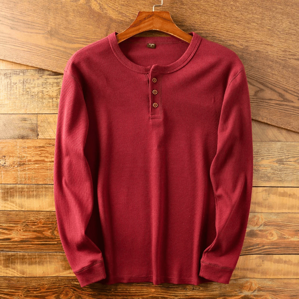 Cassius | Men's Button-Up Casual Soft Henley Neck Shirt — 2
