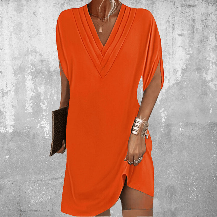 Caulella | Women's Wedding Guest Elegant V-Neck Wrap Mini Dress Dresses — Orange