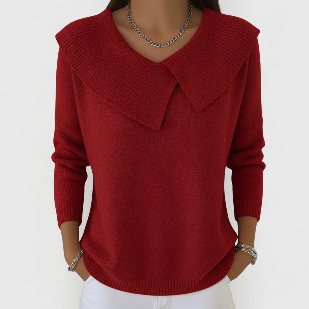 Caullise | Women's Knit Cozy Warm Sweater with Soft Collar — 1