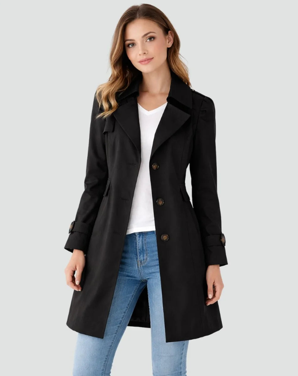 Caulphine | Women's Tailored Mid-Length Double-Breasted Trench Coat — 1