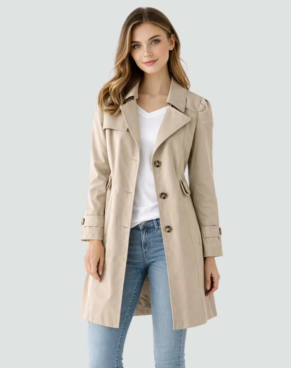 Caulphine | Women's Tailored Mid-Length Double-Breasted Trench Coat — 2