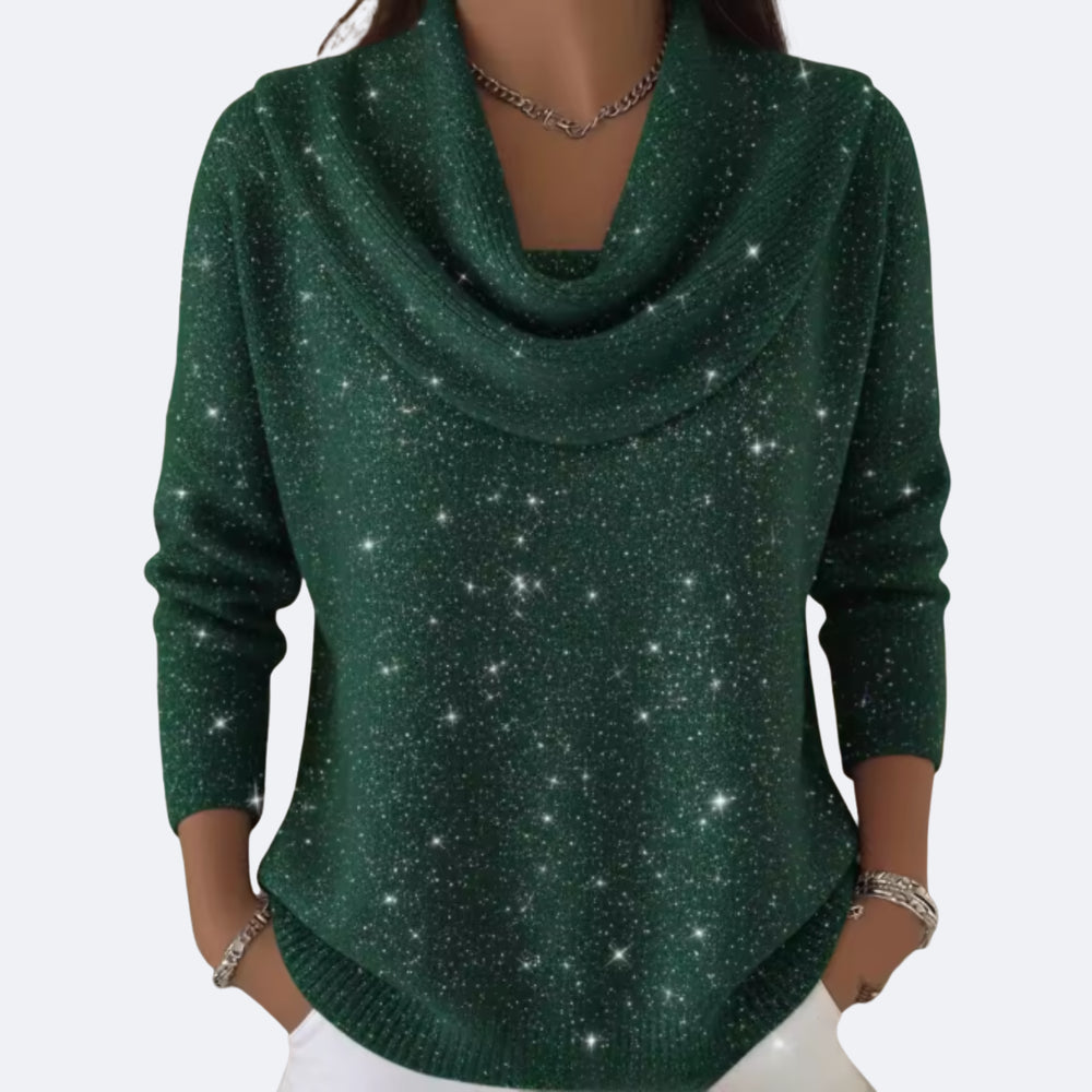 Caulstine | Women's Knit Cozy Elegant Sweater with Shimmering Details — 2