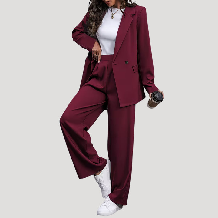 Cecilia | Women's Tailored Single-Button Double Breasted Blazer Trouser Suit Set — 2