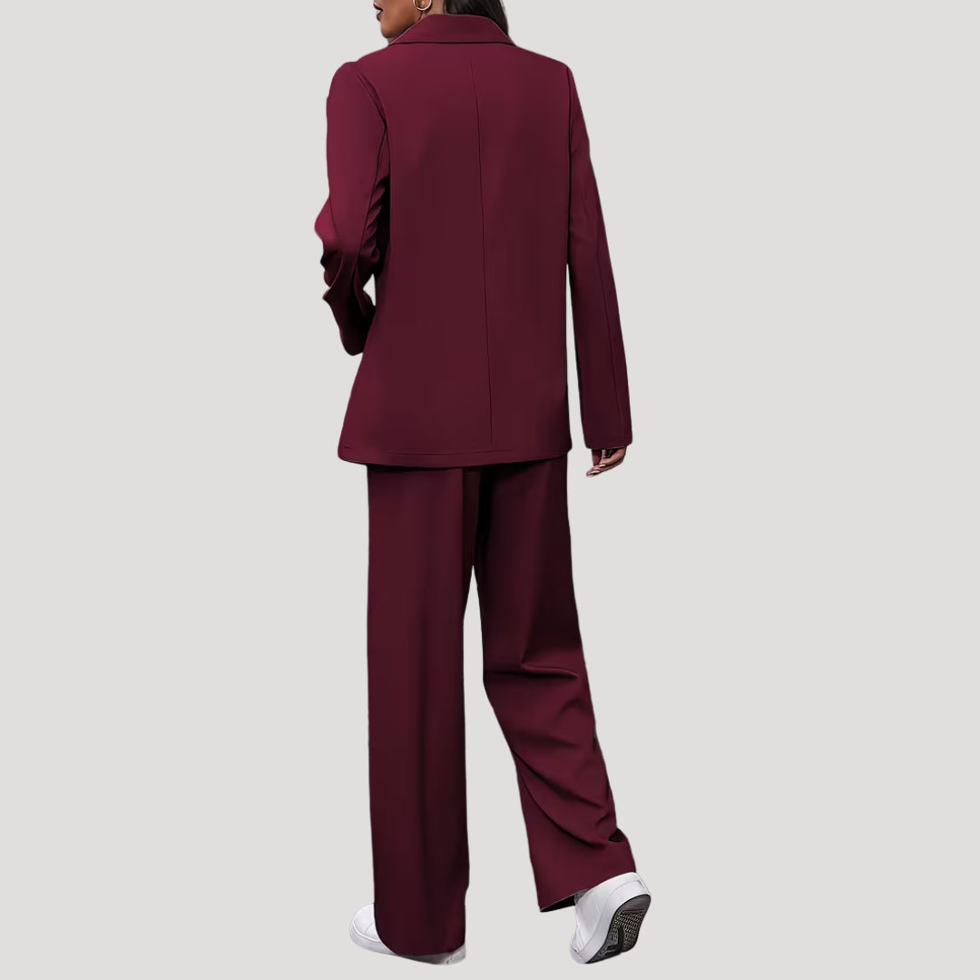 Cecilia | Women's Tailored Single-Button Double Breasted Blazer Trouser Suit Set — 3