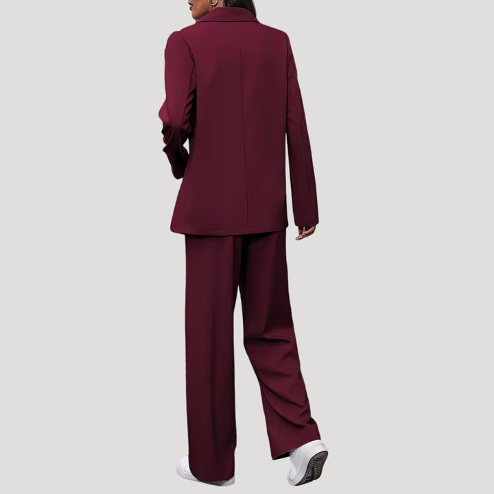 Cecilia | Women's Tailored Single-Button Double Breasted Blazer Trouser Suit Set — 3