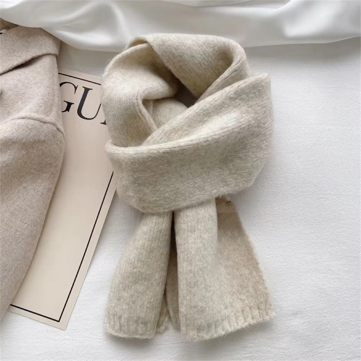 Ciraelle | Women's Cozy Classic Knit Scarf with Solid Color Weave Sweaters — Beige