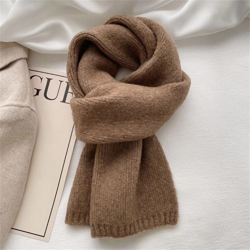 Ciraelle | Women's Cozy Classic Knit Scarf with Solid Color Weave Sweaters — Brown