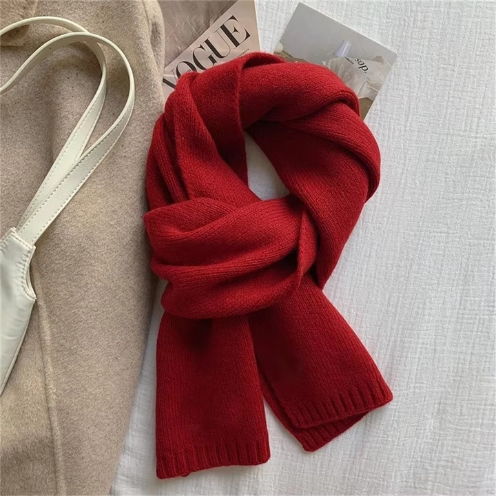 Ciraelle | Women's Cozy Classic Knit Scarf with Solid Color Weave Sweaters — Red