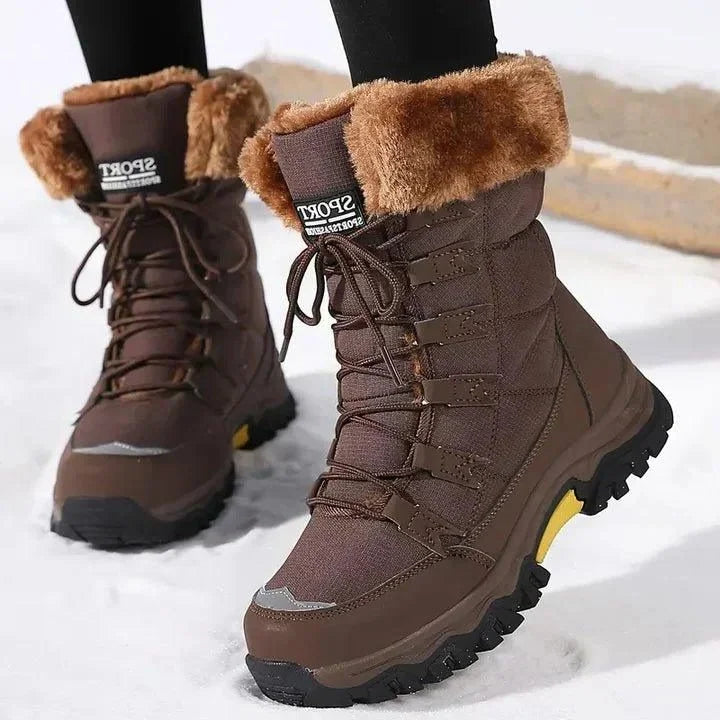 Ciraisse | Women's Boots with Faux Fur Lining and Lace-Up for — Brown