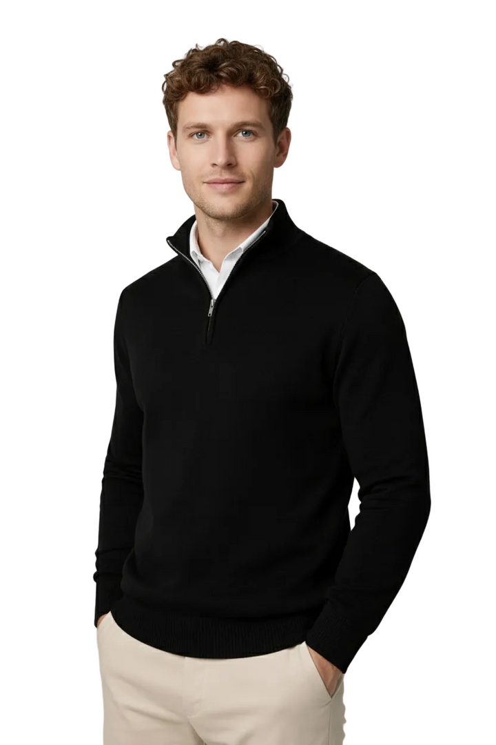 Clydora | Women's Cozy Modern And Versatile Half Zip High Neck Sweater — 1