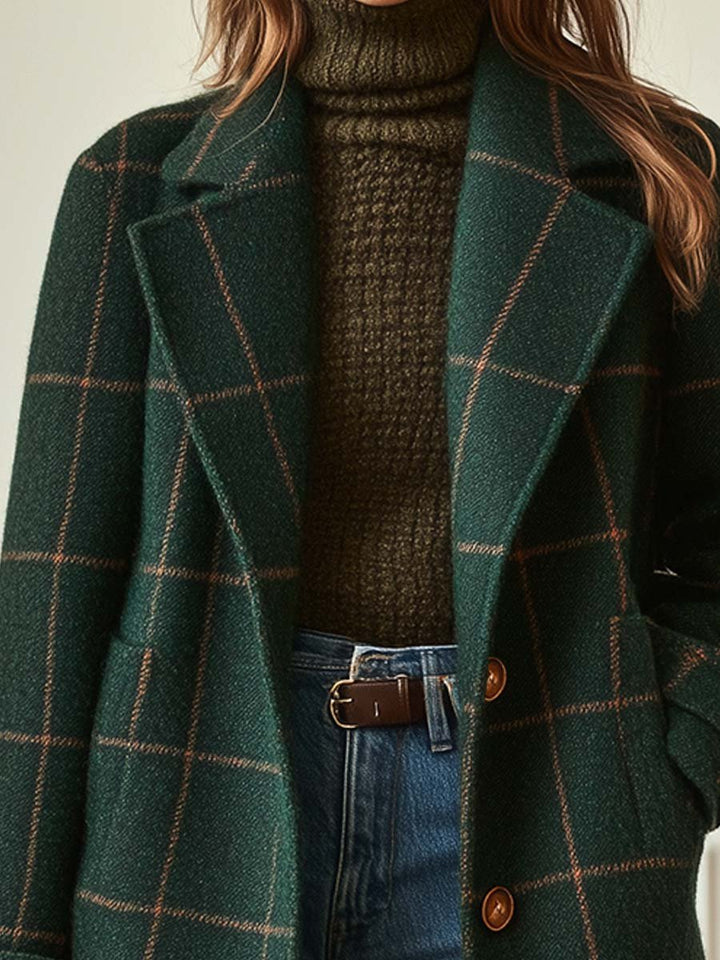 Constantia | Women's Casual Stretch Plaid Mid-Length winter Coat Tops — 2