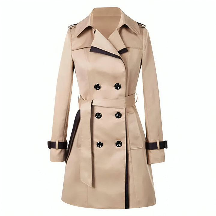 Corastine | Women's Timeless And Luxurious Long Trench Coat — Khaki