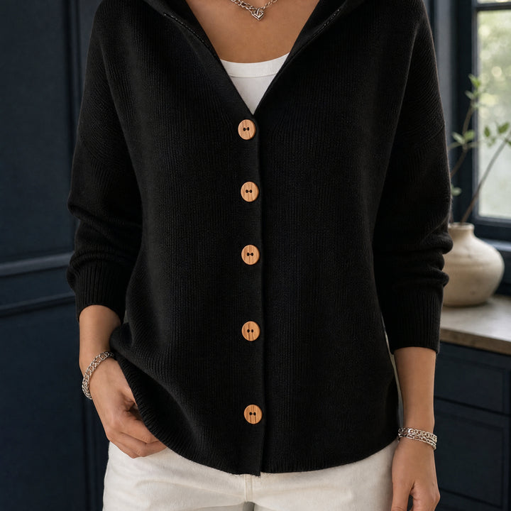 Corinwen | Women's Wool-Rich Cashmere Knit Hooded Cardigan