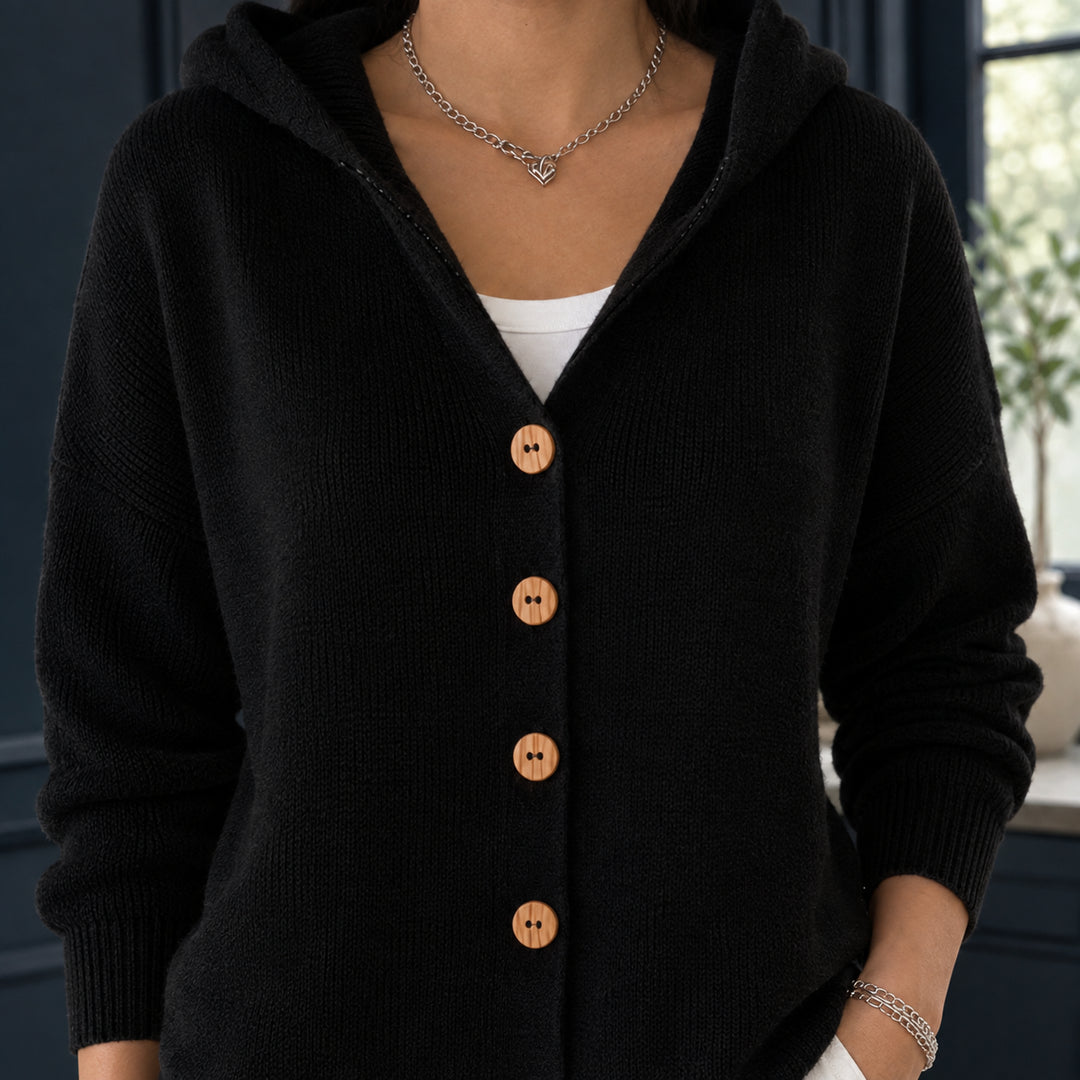 Corinwen | Women's Wool-Rich Cashmere Knit Hooded Cardigan