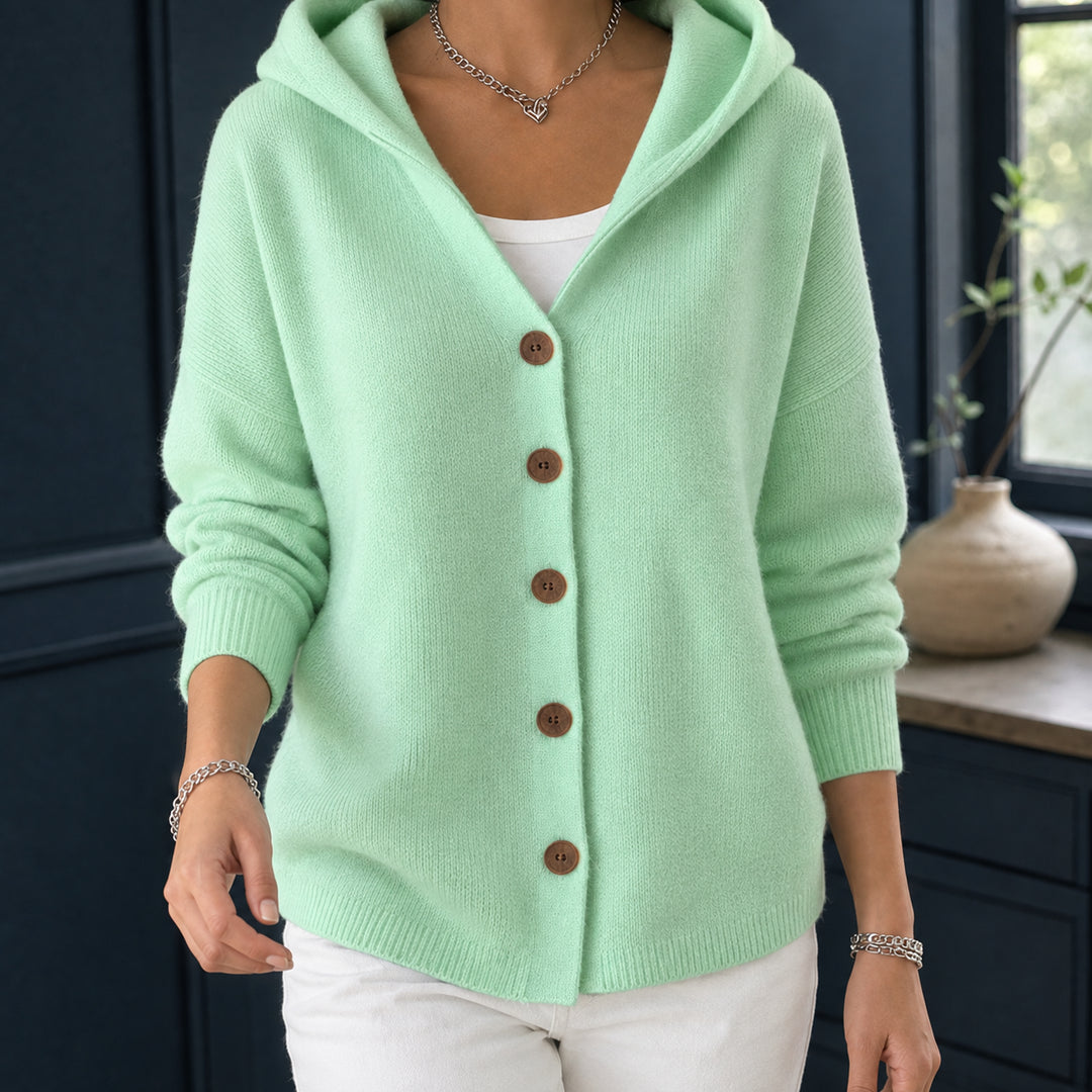 Corinwen | Women's Wool-Rich Cashmere Knit Hooded Cardigan
