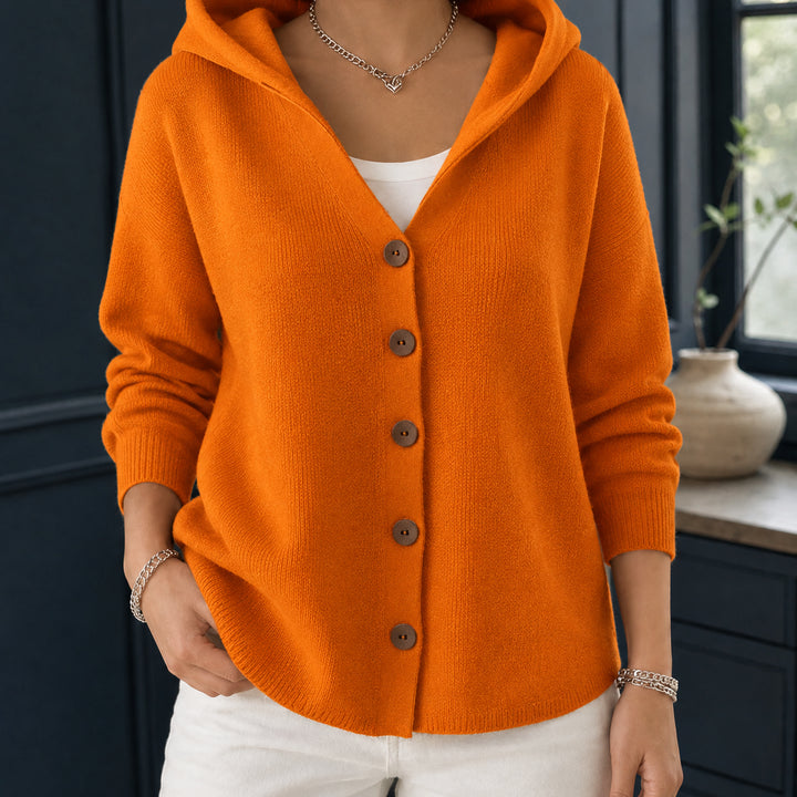 Corinwen | Women's Wool-Rich Cashmere Knit Hooded Cardigan