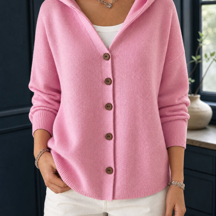 Corinwen | Women's Wool-Rich Cashmere Knit Hooded Cardigan