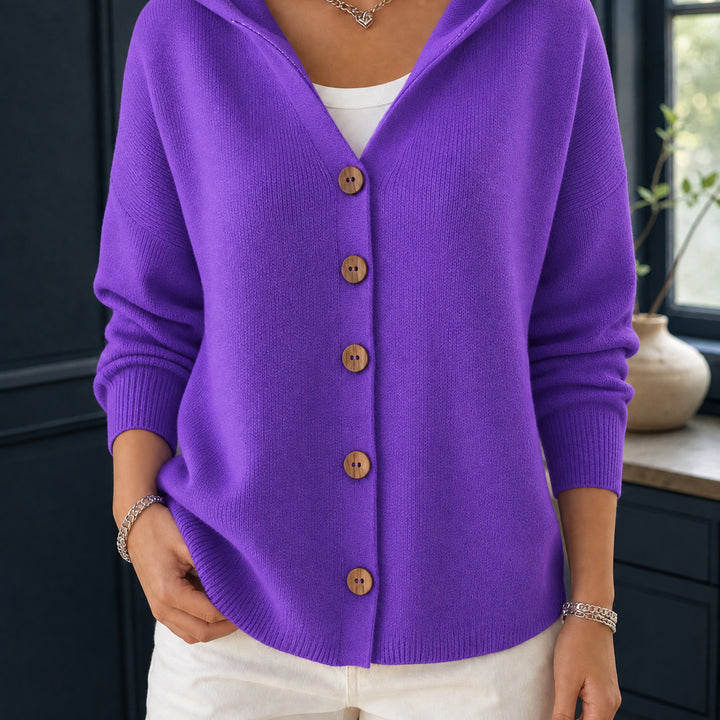 Corinwen | Women's Wool-Rich Cashmere Knit Hooded Cardigan