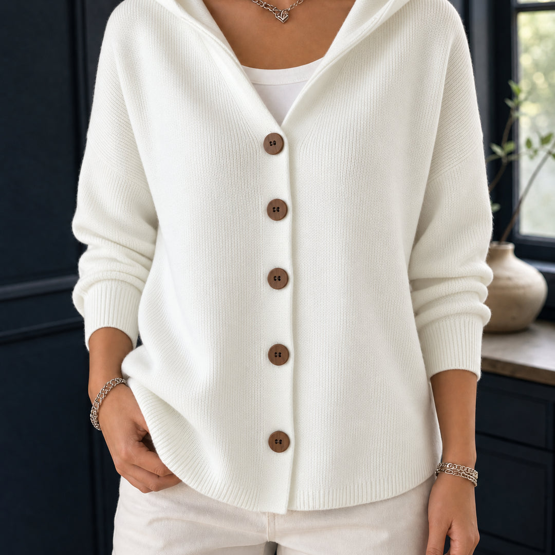 Corinwen | Women's Wool-Rich Cashmere Knit Hooded Cardigan