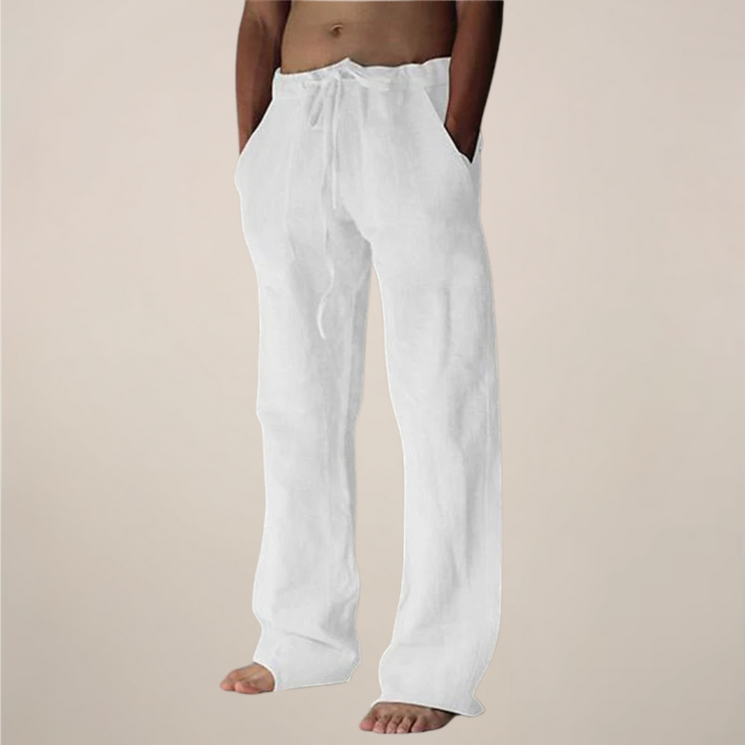 Cornelius | Men's Men’s Linen Drawstring Wide-Leg Loose Trousers Pants — 1