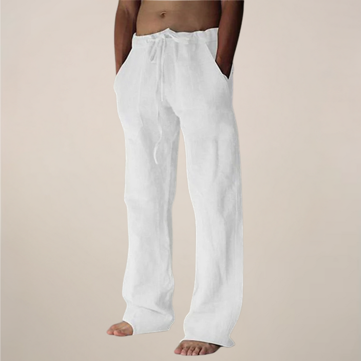 Cornelius | Men's Men’s Linen Drawstring Wide-Leg Loose Trousers Pants — 1
