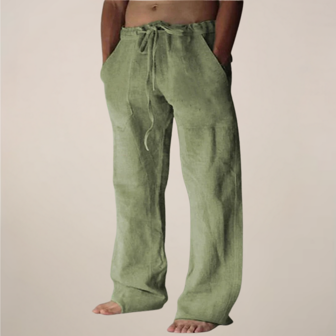 Cornelius | Men's Men’s Linen Drawstring Wide-Leg Loose Trousers Pants — 2